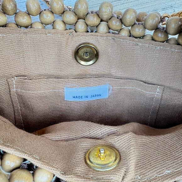 VTG Purse Shoulder Bag Wooden Beaded Bohemian Retro Unique 60s Festival Hippie - Picture 13 of 13